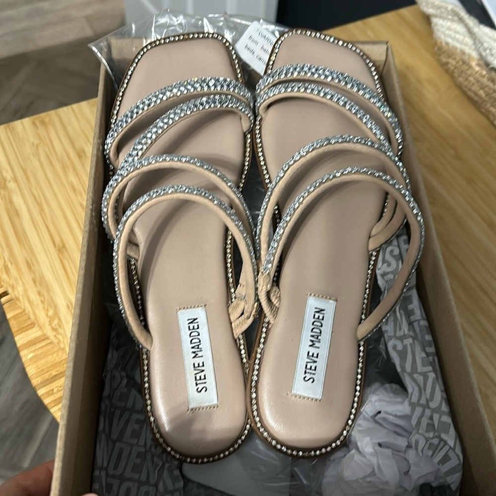Never worn new Steve Madden rhinestone slides.